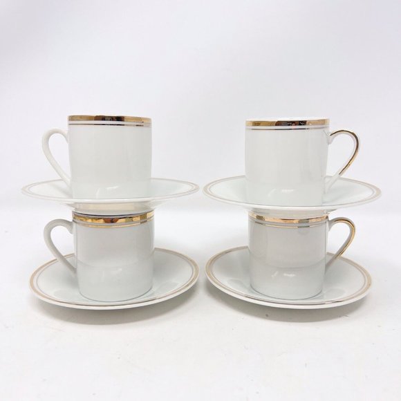 Himark Demitasse Espresso Cups With Saucers Fine China Set of 4 Japan 1984 - Picture 3 of 9
